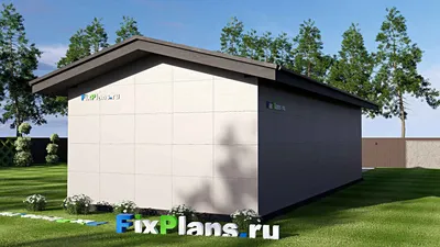 Проект гаража из газобетона 7 на 15, площадью 90 м² на 2 машиноместа (F-18971) — фасад 2