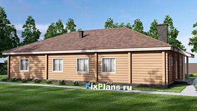 Проект одноэтажного дома 17 на 22, площадью 270 м² с террасой и 5 спальнями — фасад 2