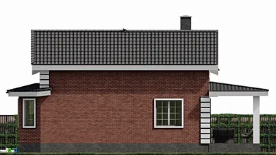 Проект дома с мансардой 12 на 17, площадью 240 м² с террасой, гаражом на 2 машины и 3 спальнями — фасад 5