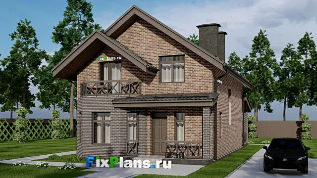 Проект дома с мансардой 9 на 12, площадью 150 м² с террасой, балконом и 5 спальнями
