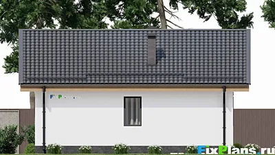 Проект одноэтажного дома 11 на 11, площадью 90 м² с 2 спальнями — фасад 6