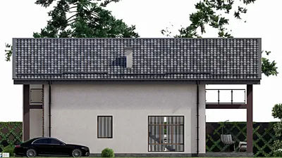Проект дома с мансардой 11 на 16, площадью 250 м² с 4 спальнями — фасад 5