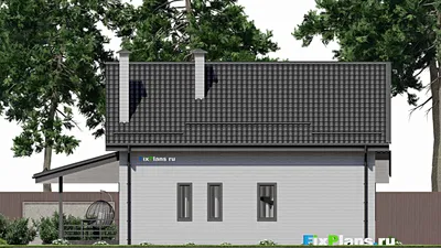 Проект дома с мансардой 9 на 11, площадью 170 м² с террасой и 4 спальнями (F-3815) — фасад 6