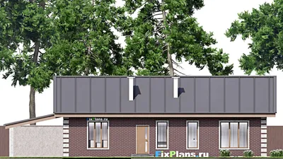 Проект одноэтажного дома 12 на 19, площадью 130 м² с баней и 3 спальнями — фасад 6