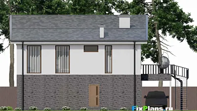Проект двухэтажного дома 12 на 15, площадью 220 м² с террасой, гаражом на 2 машины и 3 спальнями — фасад 6