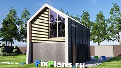 Проект гаража 5 на 8, площадью 40 м² на 1 машиноместо — фасад 2