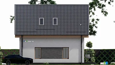 Проект дома с мансардой 10 на 10, площадью 180 м² с террасой, балконом и 4 спальнями — фасад 5