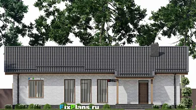 Проект одноэтажного дома 10 на 17, площадью 140 м² с террасой и 3 спальнями — фасад 3