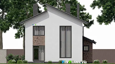 Проект двухэтажного дома 11 на 12, площадью 150 м² с баней и 4 спальнями — фасад 6