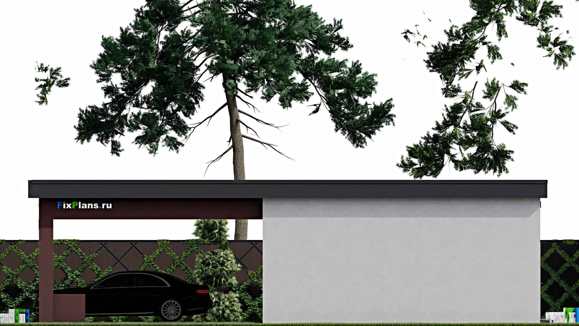 F-9431 - Проект гаража из газобетона 7 на 15, площадью 90 м² на 2 машиноместа