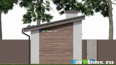 Проект гаража из газобетона 5 на 9, площадью 40 м² на 1 машиноместо — фасад 6