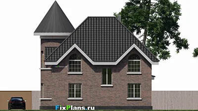 Проект дома с мансардой 10 на 13, площадью 170 м² с террасой и 4 спальнями (F-1025) — фасад 4