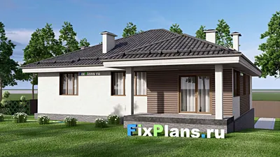 Проект двухэтажного дома 13 на 16, площадью 260 м² с террасой, цокольным этажом, гаражом на 1 машину и 3 спальнями — фасад 2