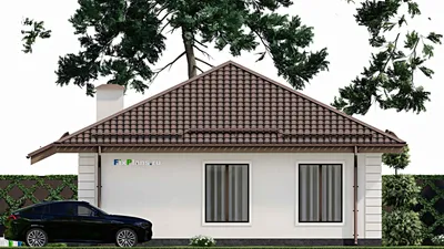 Проект одноэтажного дома 11 на 12, площадью 90 м² с 3 спальнями — фасад 5