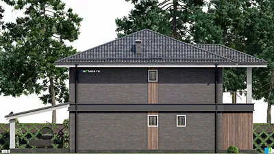 Проект двухэтажного дома 13 на 20, площадью 270 м² с террасой, балконом и 4 спальнями — фасад 4