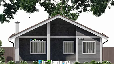Проект одноэтажного дома 11 на 16, площадью 130 м² с 3 спальнями — фасад 3