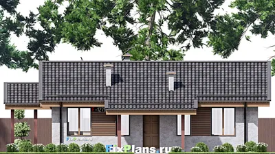 Проект одноэтажного дома 10 на 15, площадью 100 м² с террасой и 3 спальнями — фасад 3
