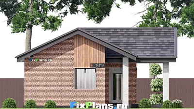 Проект бани 9 на 10, площадью 60 м² с комнатой отдыха, терассой и санузлом (F-15119) — фасад 3
