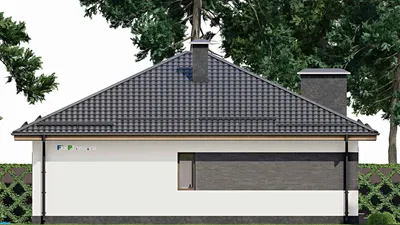 Проект одноэтажного дома 12 на 13, площадью 130 м² с террасой и 3 спальнями (F-4535) — фасад 4