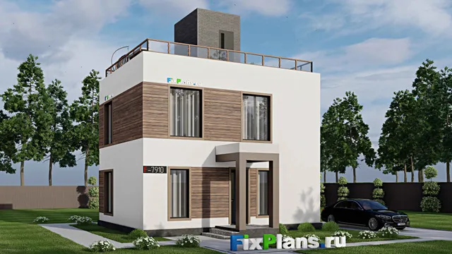 Проект двухэтажного дома 9 на 10, площадью 70 м² с 2 спальнями
