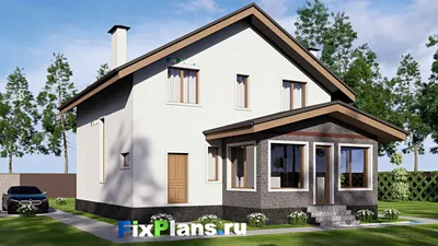 Проект дома с мансардой 10 на 15, площадью 170 м² с террасой и 4 спальнями (F-20069) — фасад 2