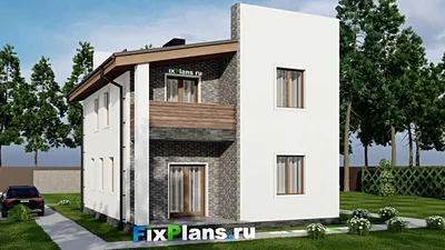 Проект дома с мансардой 11 на 12, площадью 130 м² с террасой, балконом и 3 спальнями — фасад 2