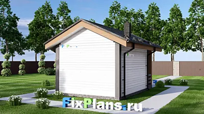 Проект бани 5 на 8, площадью 30 м² с терассой — фасад 2